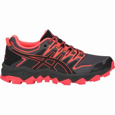 Asics Gel-Fujitrabuco 7 - Naisten Polkujuoksukengät - Mustat/Koralli